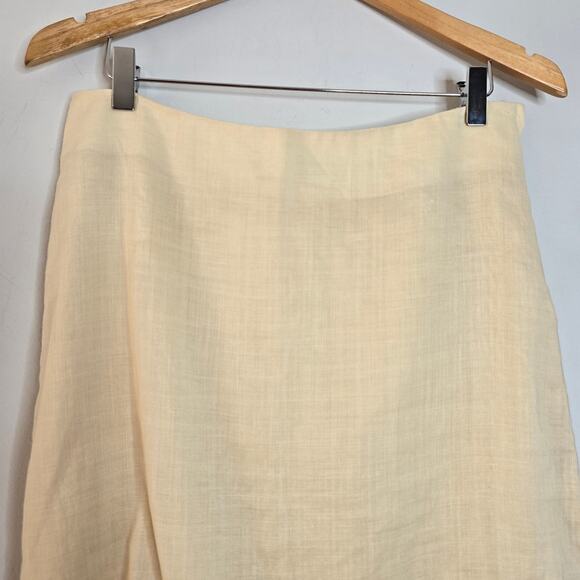 H&M Light Yellow Ramie Linen Trumpet Skirt Size 8 - Picture 7 of 12